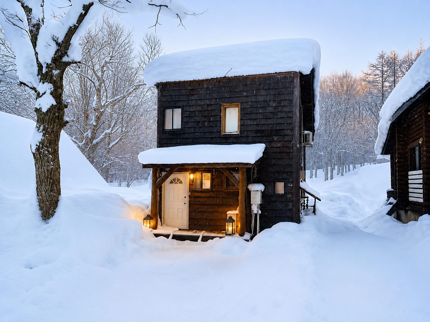 雪に包まれた棟
